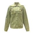 thumbnail image 3 of Vedolay Tops for Women Casual Womens Cropped Denim Jacket Button Down Long Sleeve Fitted Jean Coat,Green M, 3 of 5