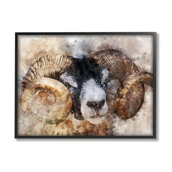 Stupell Industries Big Horned Ram Abstract Dreamlike Portrait Black Framed by Ziwei Li
