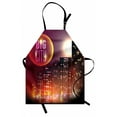 thumbnail image 1 of Modern Apron "Big City" Theme Urban Skyline Night Scene Full Moon Stars and Skyscrapers Image, Unisex Kitchen Bib Apron with Adjustable Neck for Cooking Baking Gardening, Multicolor, by Ambesonne, 1 of 3