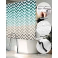 thumbnail image 5 of Split Shower Curtain for Transfer Bench, Turquoise Brown Fabric Shower Curtains for Bathroom, Gradient Geometric Stripes Chevron Wave Tub Sliding Transfer Bench Waterproof Bath Curtains 72"x72", 5 of 9