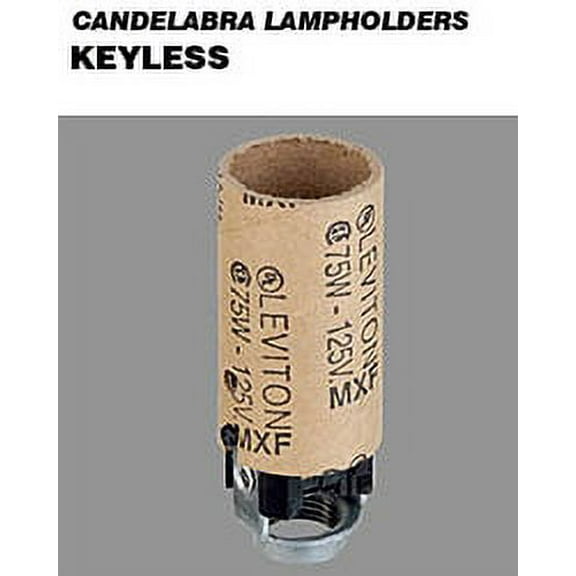 Leviton 10027 Keyless Lampholder Incandescent Candelabra Base Hickey Mount 2-Terminal Screws - Black