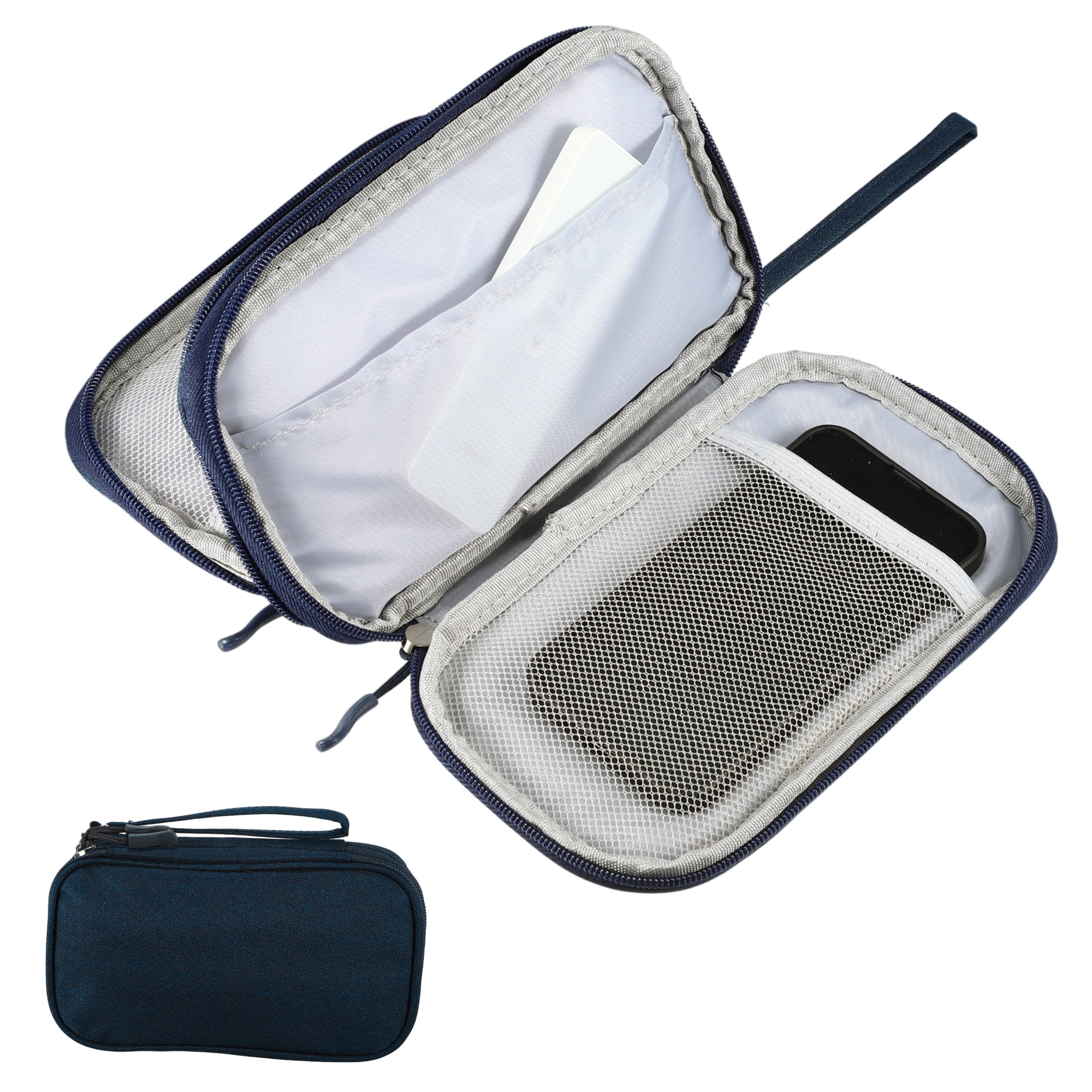 Unique Bargains Electronic Organizer Cable Double Layers Portable Pouch Green Large
