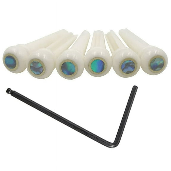 Guitar Bone Bridge Pins with 5.3mm Position Abanlone Dot & Guitar Truss Rod Adjustment Long Wrench (5MM)