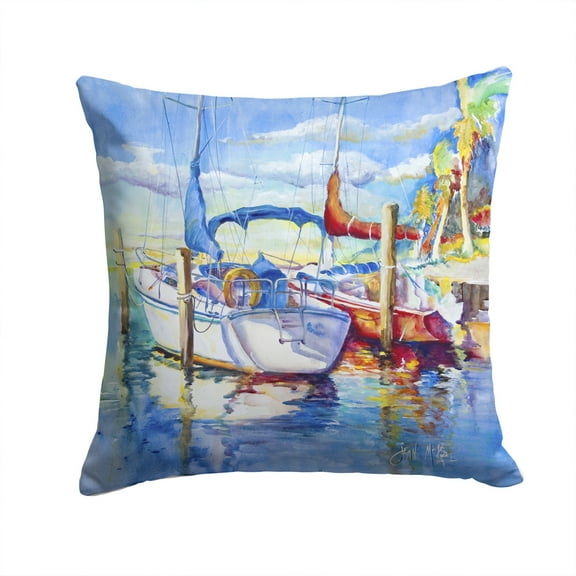 Carolines Treasures JMK1230PW1414 Towering Q Sailboats Canvas Fabric Decorative Pillow 14Hx14W multicolor