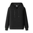 thumbnail image 5 of Men's Fall And Winter Casual Hoodies Solid Color Long Sleeve Drawstring No Pockets Fashion Comfortable Sweatshirt For Daily Wear,Black,Xl, 5 of 5