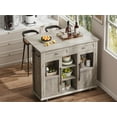 thumbnail image 3 of WALYWIK Foldable Kitchen Island Cart with Wheels, 2 Glass Doors, Spice Rack & Towel Holder – Compact Mobile Storage Cart for Small Kitchens, Dining Rooms, Camping & RVs - Grey, 3 of 8