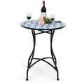 thumbnail image 6 of Topbuy 28.5" Patio Mosaic Round Bistro Metal Table with Heavy-Duty Steel Frame&Ceramic Tile Tabletop for Outdoor Garden Deck Backyard, 6 of 7