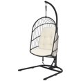thumbnail image 5 of Patiojoy Modern Rattan Hanging Egg Swing Chair w/Stand Foldable Cushioned Hammock Beige, 5 of 5