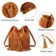 thumbnail image 5 of Bolso tipo bandolera de piel Gladdon con flecos, marrón, para mujer, 5 of 6