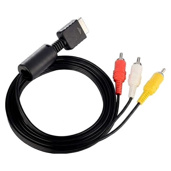6Ft/18m AV Cable for PS1 PS2 PS3 AV to RCA Cable Composite lead Audio HD Video TV Cord for PS 1/2/3 AV Audio Video Composite Cable Cord(Black)