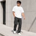 thumbnail image 4 of Men's Multi Pocket Work Pants Straight Leg Drawstring Waist Loose Fit Outdoor Hiking Breathable Cargo Trousers, M, 4 of 5