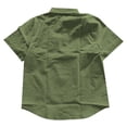 thumbnail image 4 of Camisa informal de manga corta para hombre, poliéster, color liso, corte clásico, verano, 4 of 4