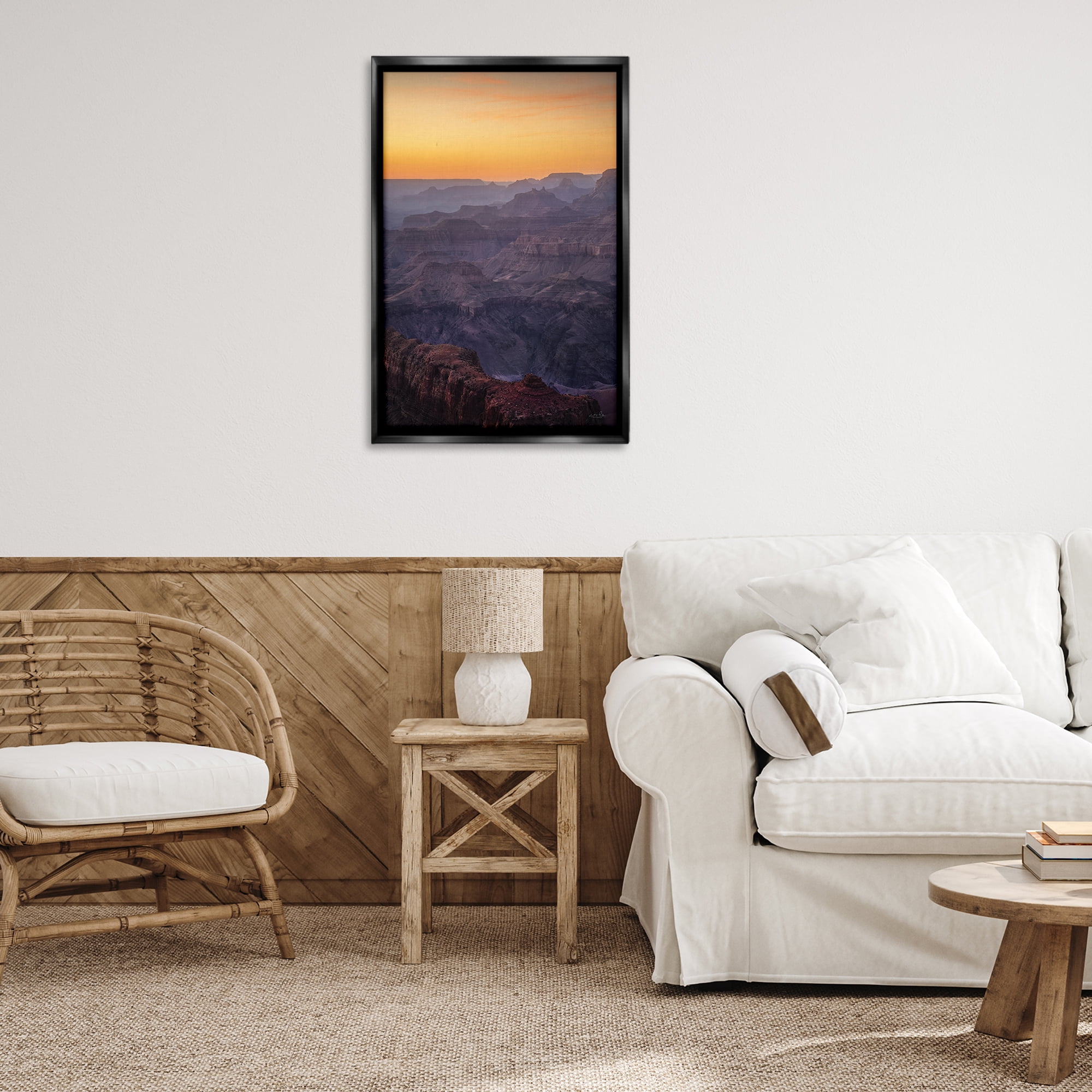 Stupell Industries Orange Sunset Canyon Landscape & Nature Photography Black Floater Framed Canvas Art Print Wall Art, 21 x 31