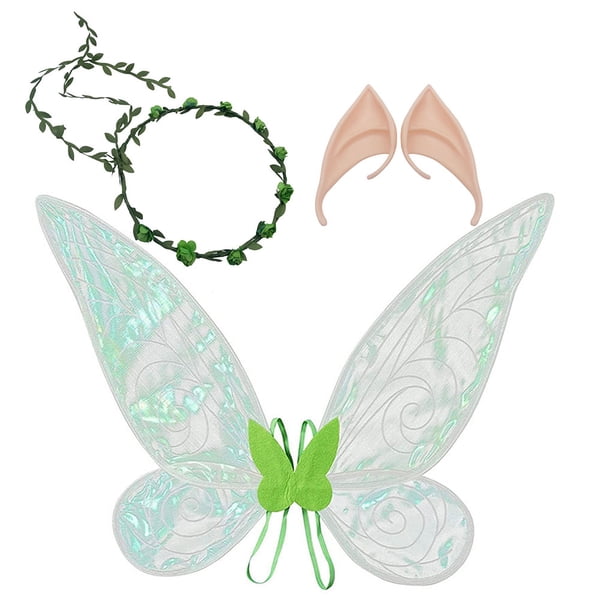 Sonducket Disfraz de hada elfo para Halloween, disfraz de ala de Ángel brillante, recuerdo de fiesta, pendientes de de flores, accesorios de Disfraces de disfraces Verde 60*48cm Sonducket AP013010-04