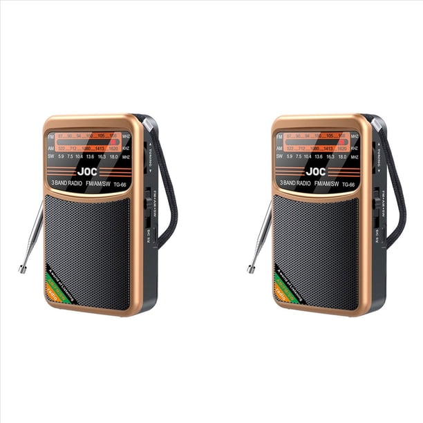 2X Radio de Bolsillo Mini Radio Portátil de Banda Radio AM/FM/SW con Batería Recargable Soporte para Auriculares Mini Radio para Personas Mayores, C