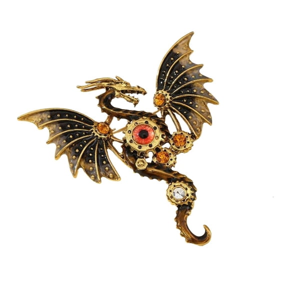 Yammee Fashionable Dragon Pin for Men Women Electroplated Alloy Brooch Gift
