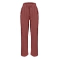 thumbnail image 6 of Linen Barrel Pants for Women Wide Leg Palazzo Cotton Drawstring Capris Casual Summer Beach Vacation Boho Baggy Trousers Pull On Light Brown XL, 6 of 7