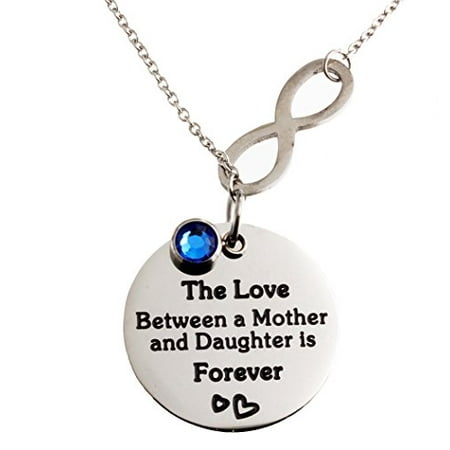 Daughter Jewelry R.H. Jewelry Stainless Steel Pendant, with Charm Mother and Daughter Infinity Love Necklac (Blue) ()