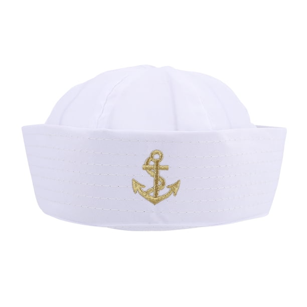 EeaseMX pieza de sombrero de marinero azul marino, sombrero de cúpula de verano, sombrero de capitán marinero, sombrero de marinero rizado