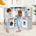 thumbnail image 5 of OLAKIDS Corner Kids Kitchen Playset, Toddler Wooden Pretend Cooking Set with Real Running Water Circulation Realistic Light Sound Stove Removable Sink Storage Cabinet, Simulation Play Kitchen Toy, 5 of 10