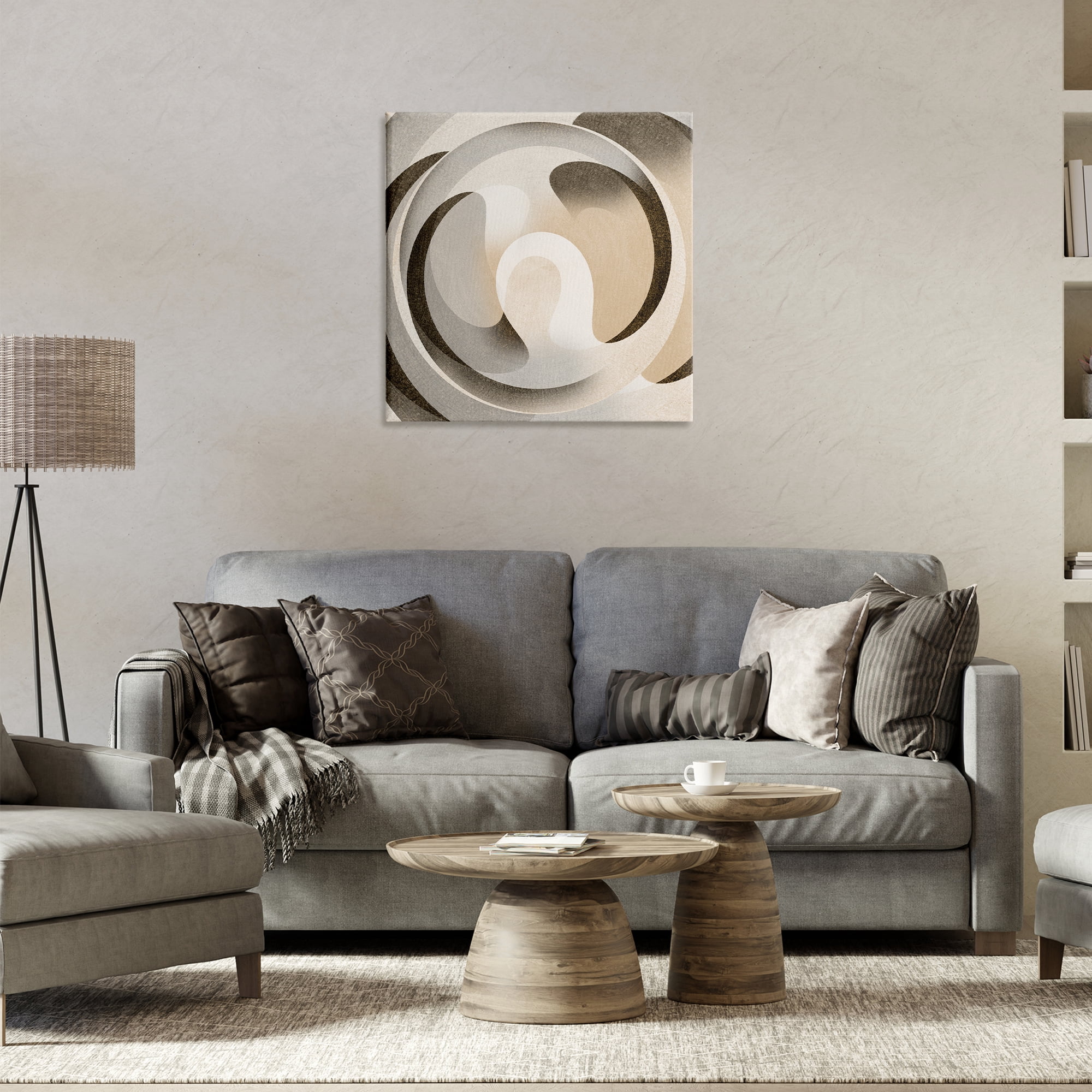 Stupell Industries Neutral Vortex Shape Abstract Painting Wrapped Canvas Art Print Wall Art, 24 x 24