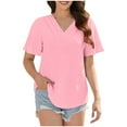 thumbnail image 1 of Birdeem Blouses pour Femmes Haut pour Femmes à Manches Courtes Basique Décontracté Col Rond T-Shirt Plissé Chemise en Coton Coupe Ample, 1 of 11