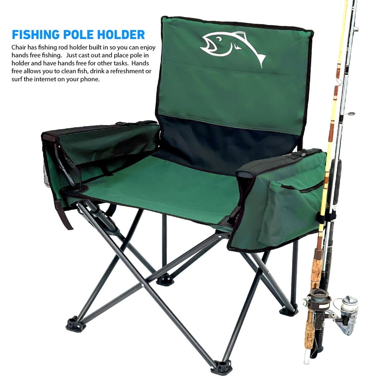 Fishing Chair With Rod Holder Built In Cooler Hands Free Fishing Pole  Holder Storage Pouch Storage Bag For Fishing Accessories Full Size Portable, Fishing Chair Accessories
