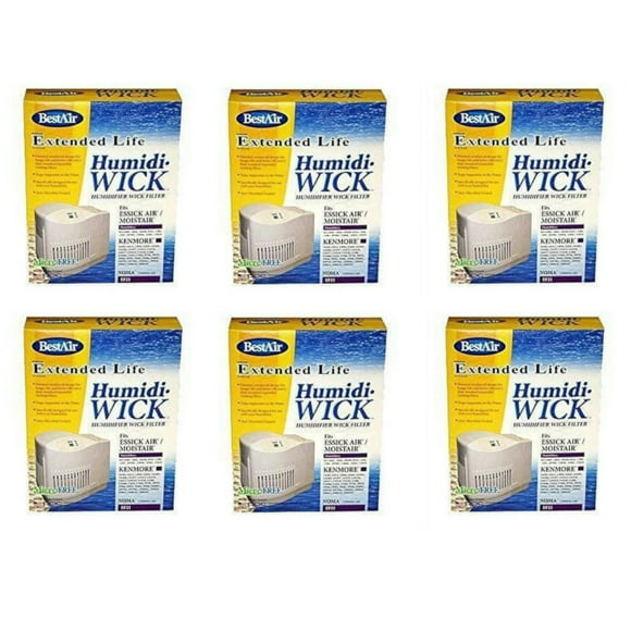 BestAir EF21-PDQ-3 Extended Life Humidifier Replacement Paper Wick Humidifier Filter, 10.7" x 8.3" x 3.2", For Emerson, Sears & Kenmore Models, 6 Pack