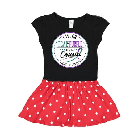 

Inktastic Suicide Prevention- I Wear Teal and Purple for My Cousin Gift Toddler Girl Dress