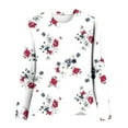 thumbnail image 5 of IROINID en Solde T-Shirt à Manches Longues en Polyester pour Femmes Confortable Dames Col Rond Hauts Amples T-Shirts Imprimés Blouse, Blanc, 5 of 5
