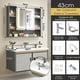 thumbnail image 2 of Gabinete de Baño de Lavamanos y Armario con Espejo Ajustable en 3 Colores, Armario de Pared para Baño con Grifos de Agua Caliente y Fría, Tuberías de Desagüe, Estante, 60*40*38cm (Gris Marble), 2 of 9