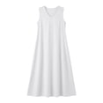 thumbnail image 4 of ClodeEU Women's V Neck Sleeveless Maxi Dress with Side Split,Casual Loose Summer Flowy Tank Dress White,Women's Plus M, 4 of 7