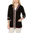 thumbnail image 1 of Tommy Hilfiger Womens Mixed Knit Cardigan Sweater, Black, X-Small, 1 of 1
