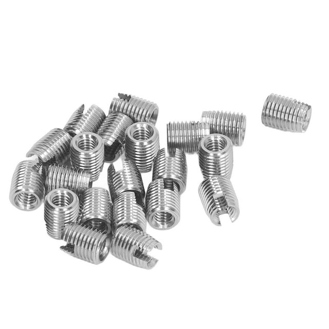 20PCS 302 Stainless Steel Self-Tapping Threaded Inserts, M4×0.7 Internal Thread & M6.5×0.75 External Thread, 8mm Length - Heavy-Duty Thread Repair Inserts for Auto, Shipbuilding, Electronics & More,