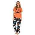 thumbnail image 2 of Grblisyd Halloween Family Matching Pajamas Sets Pumpkin Print Short Sleeve Top & Pants Two Piece Set Sleepwear Pjs, 2 of 7