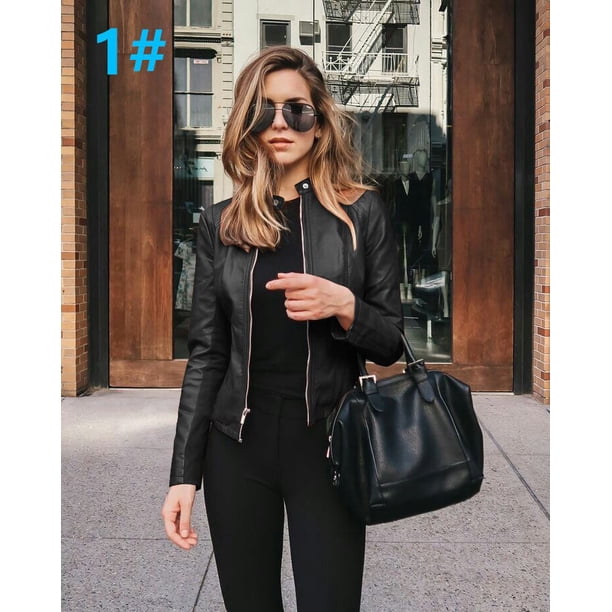 Allukasa, abrigo de bicicleta para mujer, prendas de vestir de cuero PU, traje con cremallera, chaqueta corta fina de moda para mujer, primavera otoño 2020 Deng Xun unisex