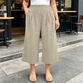 thumbnail image 2 of Khunlpohl Womens Capri Pants Plus Size Wide Legs Palazzo Elastic High Waist Pant Casual Baggy Plain Capris Trousers with Pockets, 2 of 7