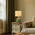 thumbnail image 5 of KAWOTI 17.75''  Green Ceramic Table Lamp, Rustic Farmhouse Bedside Table Lamp for Living Room Bedroom with Beige shade, 5 of 8