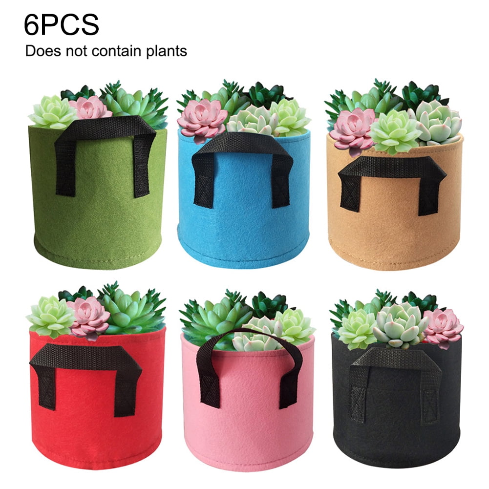6 Pcs Plant Growing Bag Planter Bags with Handle Straps Aeration Fabric