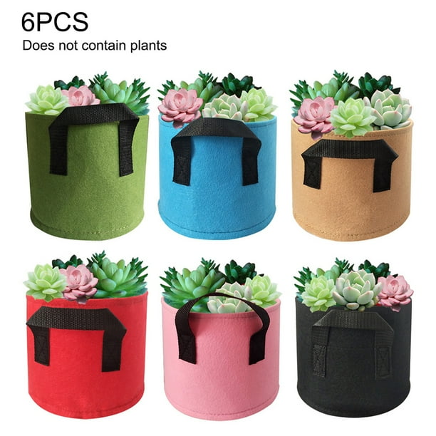 6 Pcs Plant Growing Bag Planter Bags with Handle Straps Aeration Fabric