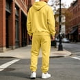 thumbnail image 5 of Rexolia Men's Drop Shoulder Pullover Hoodie and Jogger Set with Kangaroo Pocket Relaxed Yellow 2XL, 5 of 8