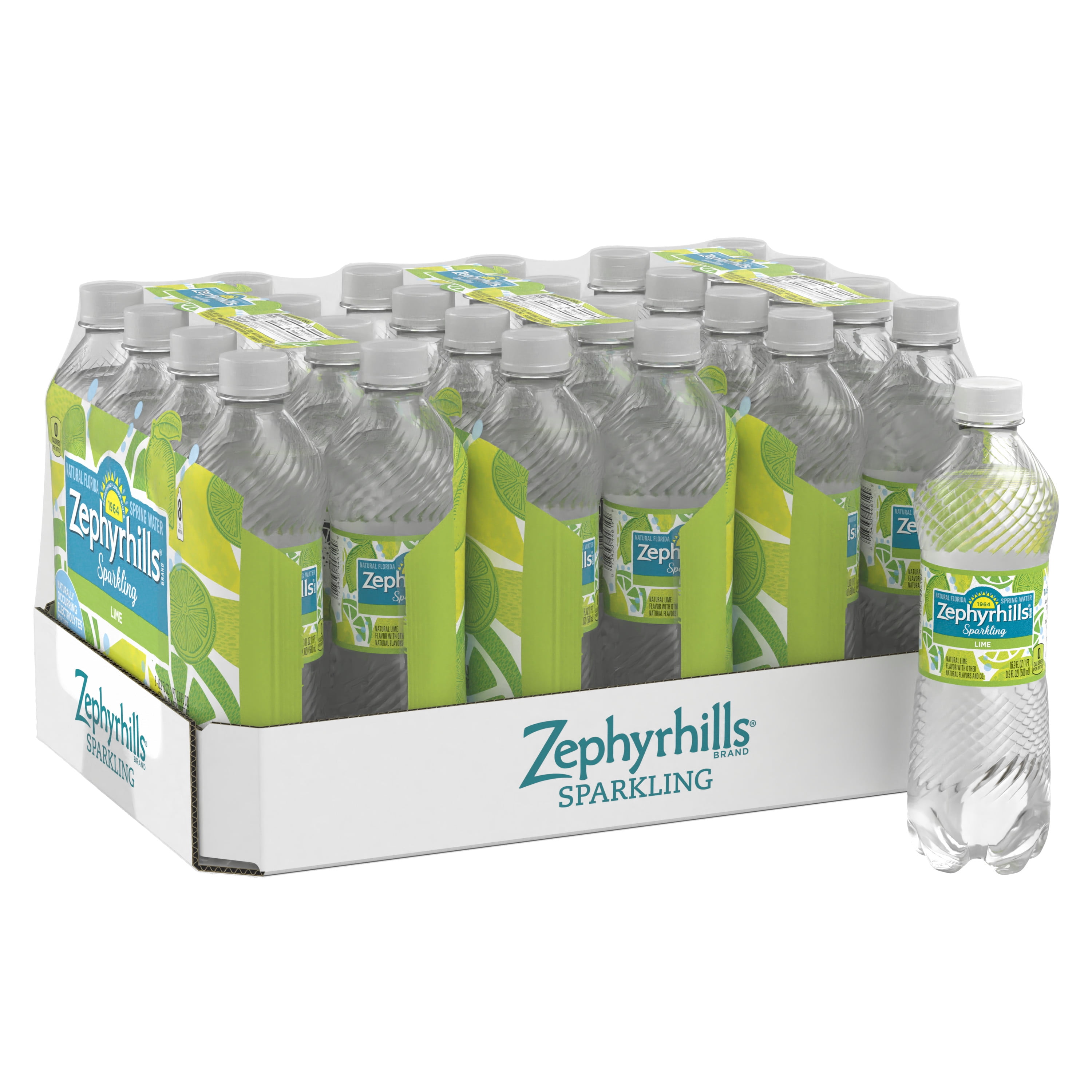Zephyrhills Sparkling Water, Zesty Lime, 16.9 oz. Bottles (24 Count