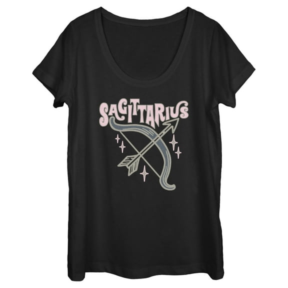 Women's Lost Gods Zodiac Sagittarius Art Symbol Graphic Tee Black Medium