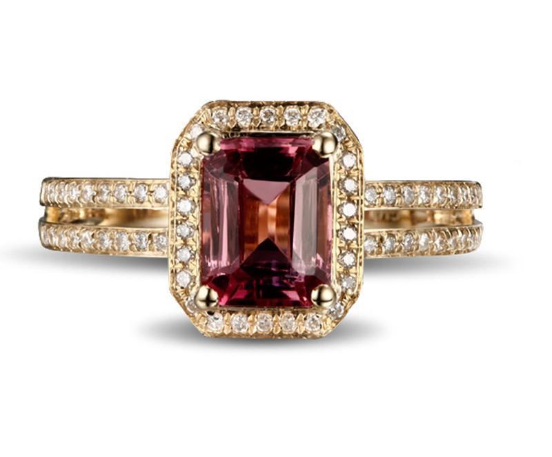 JeenMata - 1.5 Carat Emerald Cut Vintage Ruby Wedding Ring in 18k Gold