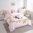 thumbnail image 3 of Homewish Butterfly Monogrammed E Twin Bedding Sets 7-Piece for Kids, Romantic Pink Initial Letter Bedding Comforter Set, Cartoon Theme Reversible Sheet Sets, Breathable Home Decor, 3 of 7
