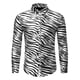 thumbnail image 1 of Camisa casual de algodón de manga larga con botones y estampado de leopardo vintage para hombre S Blanco negro, 1 of 6