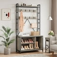 thumbnail image 5 of Kojooin Hall Tree with Bench and Coat Rack, 36.41" Entryway Shoe Bench with 17 Hooks, Drawers and Top Shelf, 5-in-1 Freestanding Storage Organizer for Entryway, Mudroom, 5 of 7