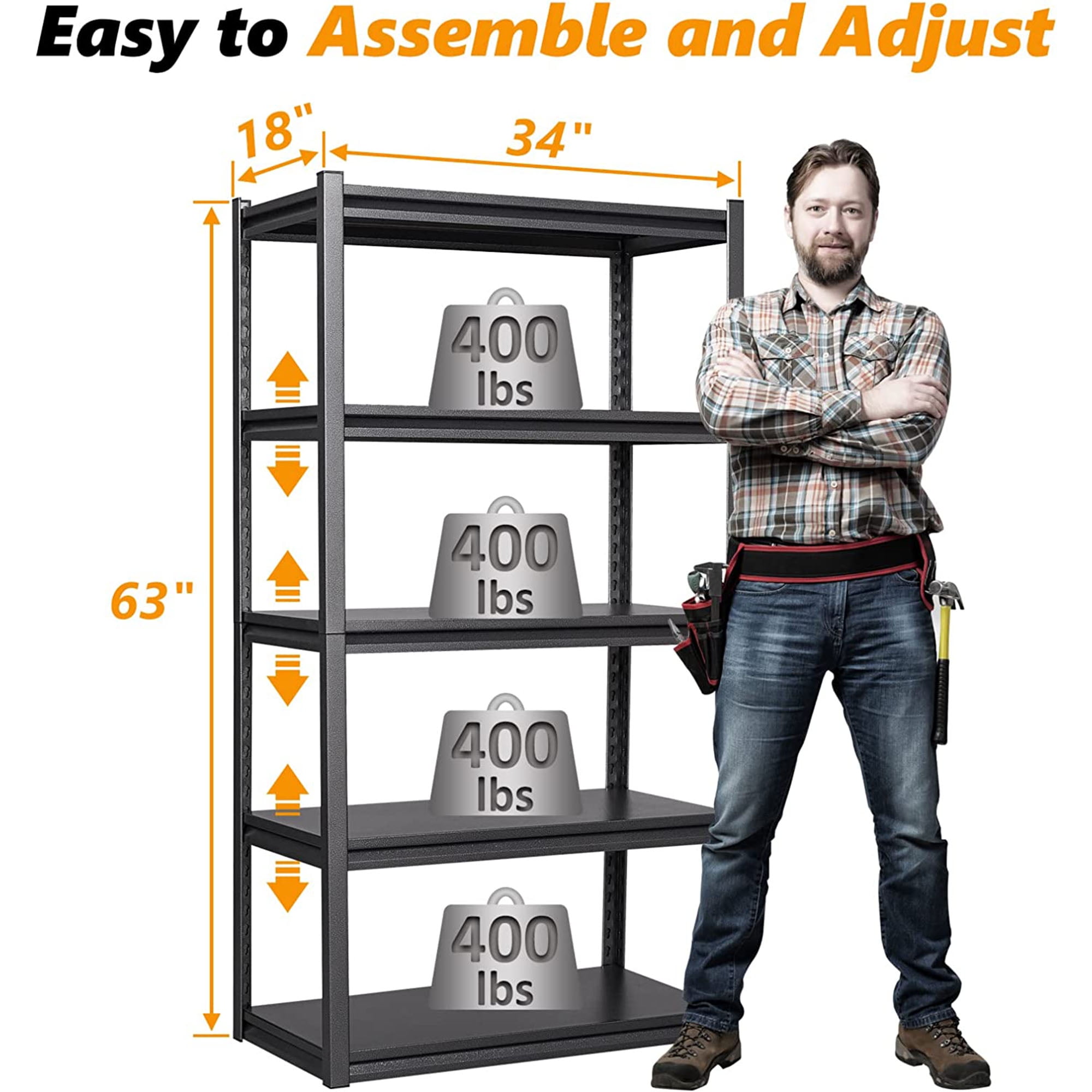 LISSIMO 3- Tier Garage Shelving Heavy Duty Storage Shelves for