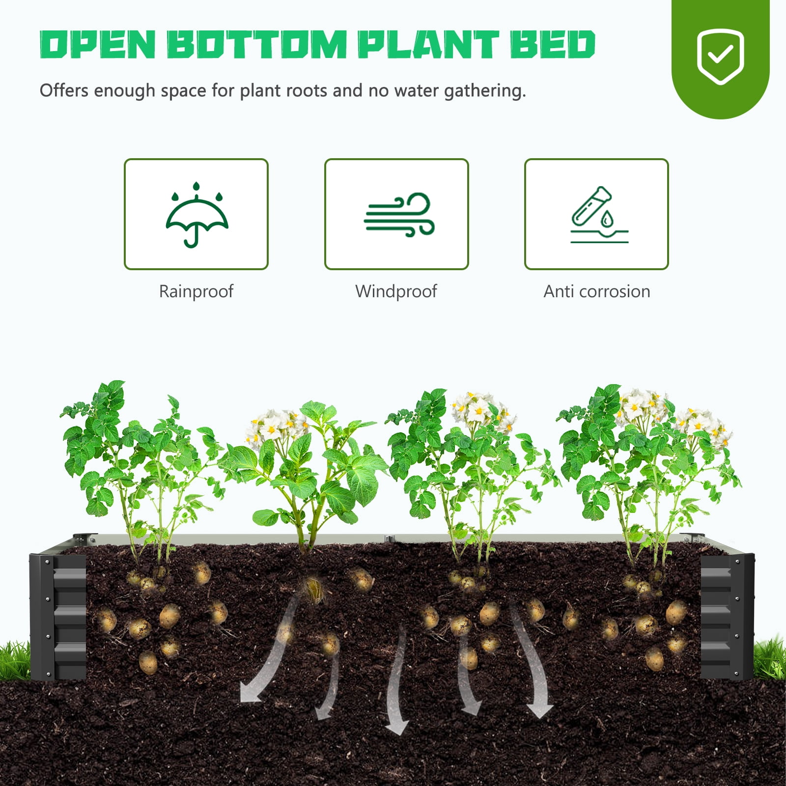 Slsy Galvanized Raised Garden Bed with 87in Tall Garden Trellis Metal Plant Support Trellis Archway for Vegetables Flowers Herbs,Black