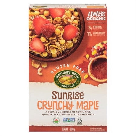 Nature s Path Sunrise Crunchy Maple  Gluten Free  Organic Cereal  300g/10.5 oz. Box {Imported from Canada}